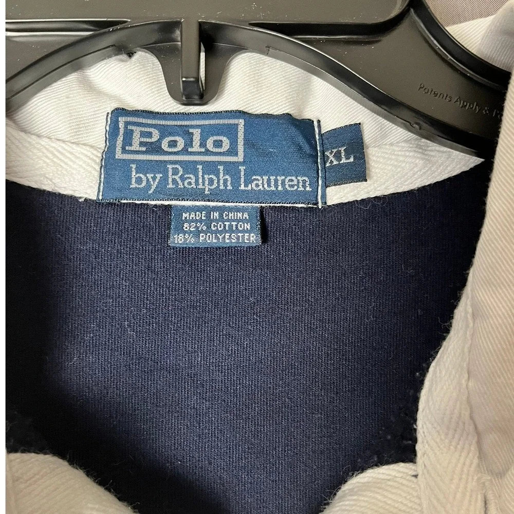 Polo Ralph Lauren Rugby Sweatshirt Mens XL Striped Navy Gray EUC